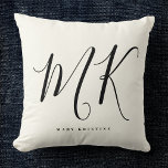 Luxuriöse Minimal Monogram Black Ivory Chic Stilvo Kissen<br><div class="desc">Dieses elegante,  elegante,  monogramm Dorfkissen in Elfenbein und Schwarz ist ein elegantes minimalistisches Design,  das Ihr Monogramm in einem handgeschriebenen Skript in eleganter Serifentypografie kombiniert.</div>