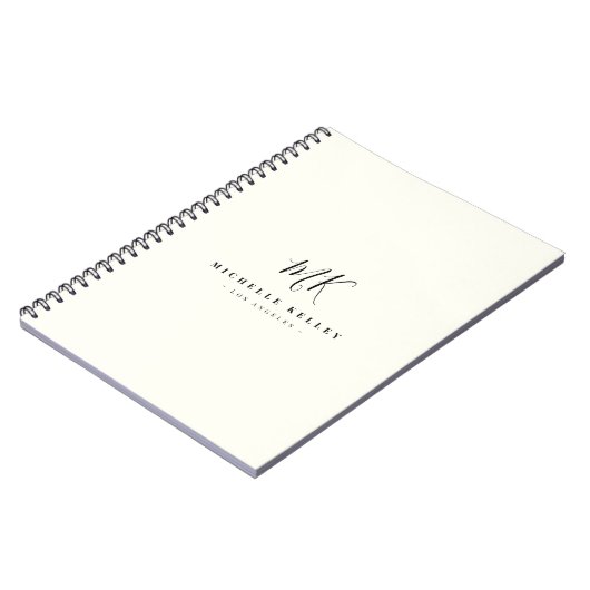 Luxuriöse Minimal Monogram Black Ivory Chic Stilvo Notizblock (Linke Seite)
