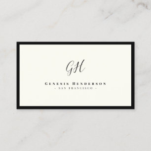 Luxuriöse Minimal Monogram Black Ivory Chic Stilvo Visitenkarte