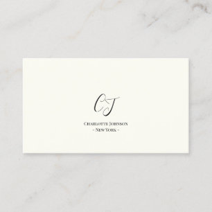 Luxuriöse Minimal Monogram Black Ivory Chic Stilvo Visitenkarte