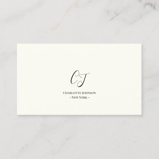 Luxuriöse Minimal Monogram Black Ivory Chic Stilvo Visitenkarte (Vorderseite)