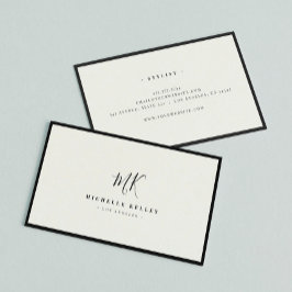 Luxuriöse Minimal Monogram Black Ivory Chic Stilvo Visitenkarte