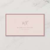 Luxuriöse Minimal-Monogram Rosa Rose Chic Visitenkarte (Vorderseite)