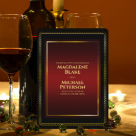 Luxuriöse Minimalistische Black & Red Wedding Einladung