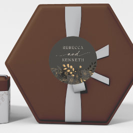 Luxuriöse Minimalistische Hochzeit in Gold Runder Aufkleber