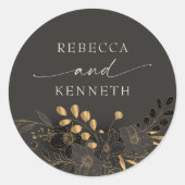 Luxuriöse Minimalistische Hochzeit in Gold Runder Aufkleber (Vorderseite)