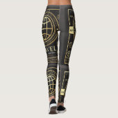 Luxuriöse, mit dem Label Inspirierte Black & Gold Leggings (Rückseite)
