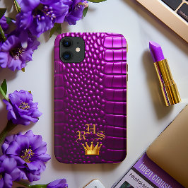 Luxuriöse Mit Monogramm Vivid Lila Imitat Crocodil Case-Mate iPhone Hülle