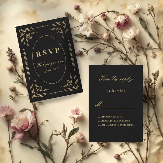 Luxuriöse moderne Art Deco RSVP Card