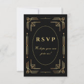 Luxuriöse moderne Art Deco RSVP Card Karte (Vorderseite)