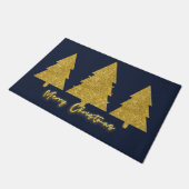 Luxuriöse moderne elegante Bäume Gold und Marinebl Fußmatte (Schrägansicht)