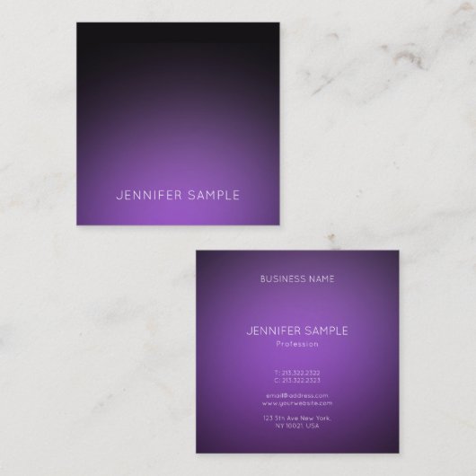 Luxuriöse moderne Elegante Design Lila Schlicht Quadratische Visitenkarte (Vorne/Hinten)