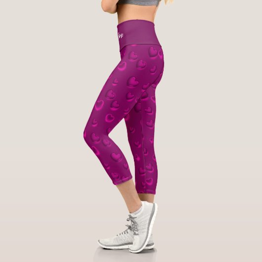 Luxuriöse Moderne Elegante Glitzer Rosa Herz Capri Leggings (Links)