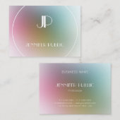 Luxuriöse moderne, elegante monogram-farbenfrohe V Visitenkarte (Vorne/Hinten)