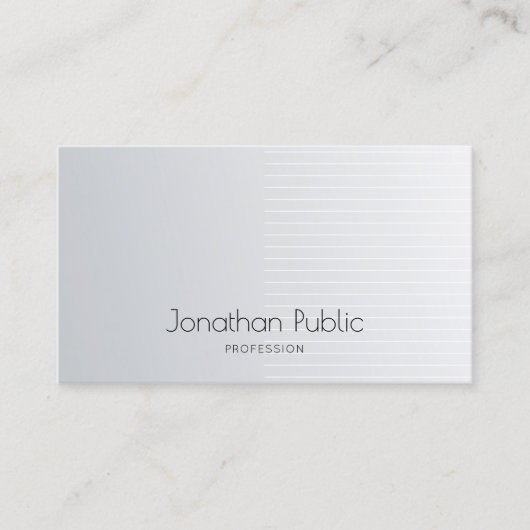 Luxuriöse moderne, elegante Silver Template Berufl Visitenkarte (Vorderseite)