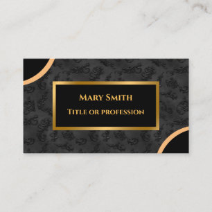 Luxuriöse moderne Gold Black Damask Visitenkarte