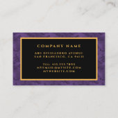 Luxuriöse moderne Gold Lila Damask Visitenkarte (Rückseite)