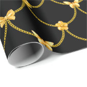 Luxuriöse moderne Gold Natural Floral Butterfly Geschenkpapier (Rolleneckpunkt)