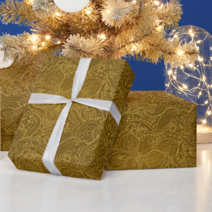 Luxuriöse moderne Gold Natural Floral Butterfly Geschenkpapier