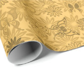 Luxuriöse moderne Gold Natural Floral Butterfly Geschenkpapier (Rolleneckpunkt)