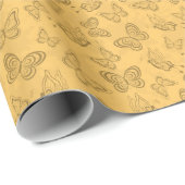 Luxuriöse moderne Gold Natural Floral Butterfly Geschenkpapier (Rolleneckpunkt)