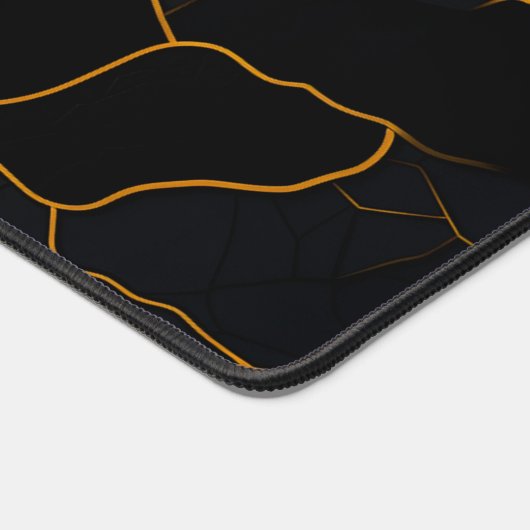 Luxuriöse moderne goldene schwarze Textur Muster Schreibtischunterlage (Ecke)