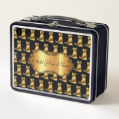 Luxuriöse, moderne Goldkatze fügt Ihren Text hinzu Metall Brotdose (Vorderseite)