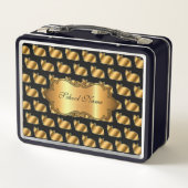 Luxuriöse, moderne Goldkatze fügt Ihren Text hinzu Metall Brotdose (Rückseite)