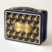 Luxuriöse, moderne Goldkatze fügt Ihren Text hinzu Metall Brotdose (Vorderseite)