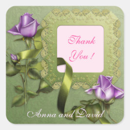 Luxuriöse moderne Lila Blüte ergänzen Ihren Text Quadratischer Aufkleber