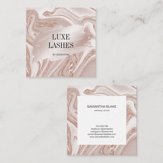 Luxuriöse, moderne Make-up Haarstyling Lashes Kosm Quadratische Visitenkarte (Vorne/Hinten)