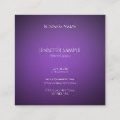 Luxuriöse moderne minimalistische Lila Vorlage Quadratische Visitenkarte (Rückseite)