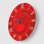 Luxuriöse moderne Neon Red Abstrakt Floral Rose Große Wanduhr (Winkel)