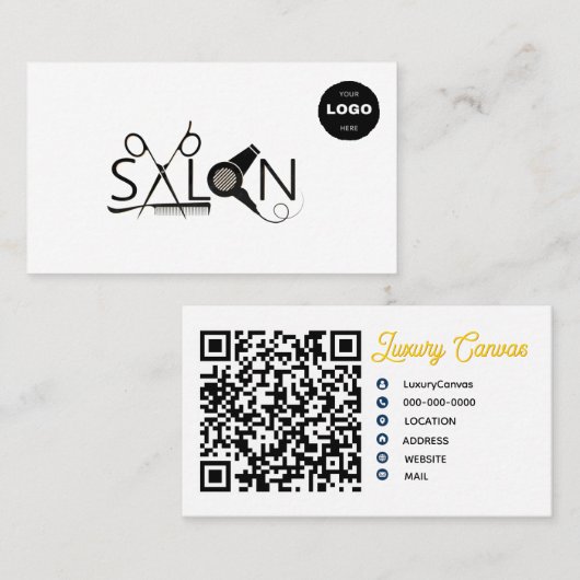Luxuriöse, moderne QR Code Beauty Business Card Visitenkarte (Vorne/Hinten)