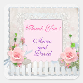 Luxuriöse moderne rosa Blüte ergänzen Ihren Text Quadratischer Aufkleber