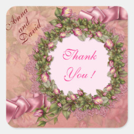 Luxuriöse moderne Rosa Rose fügt Ihren Text hinzu Quadratischer Aufkleber