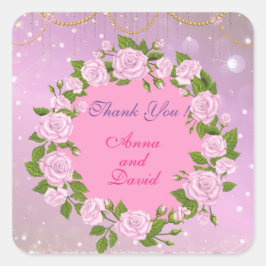 Luxuriöse moderne Rose mit Ihrem Text Square Stick Quadratischer Aufkleber