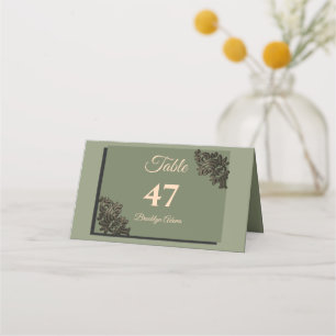 Luxuriöse moderne Sage Green & Gold Imitate metall Platzkarte