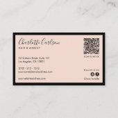 Luxuriöse moderne Script Blush Pink QR Social Medi Visitenkarte (Rückseite)