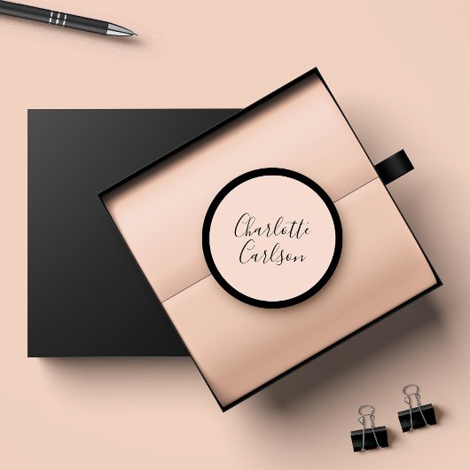 Luxuriöse moderne Script Typografie Blush Pink Runder Aufkleber