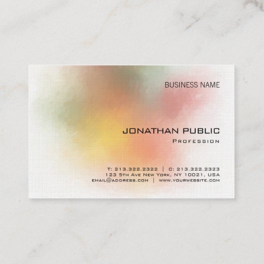 Luxuriöse, moderne und Abstrakte Art Premium Linen Visitenkarte (Rückseite)