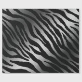 Luxuriöse moderne Zebra Silver Black Line Geschenkpapier (Flach)