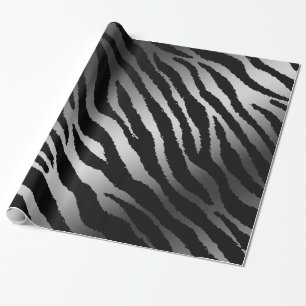 Luxuriöse moderne Zebra Silver Black Line Geschenkpapier