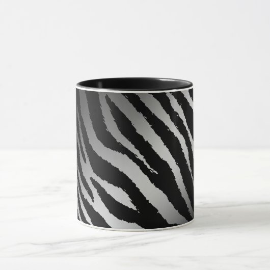 Luxuriöse moderne Zebra Silver Black Line Tasse (Zentrum)