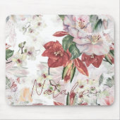 Luxuriöse monogramm bordeauxfarbene Illustration Mousepad (Vorne)