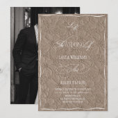 Luxuriöse Monogramm Hellbraune Florale Hochzeit Einladung (Vorne/Hinten)