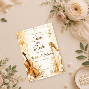 Luxuriöse musikalische Eleganz Hochzeit Save The Date