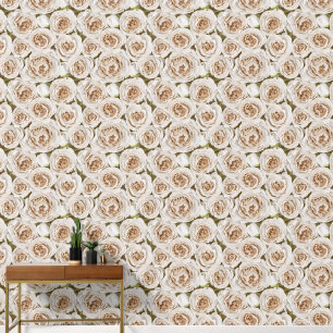 Luxuriöse, nahtlose Tapete in Beige-Elfenbein-Crem