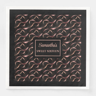 Luxuriöse Napkins schimmernde Rose Gold und Schwar Serviette