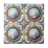 Luxuriöse nautische Dekoration | Opal Seashells Be Fliese (Vorderseite)
